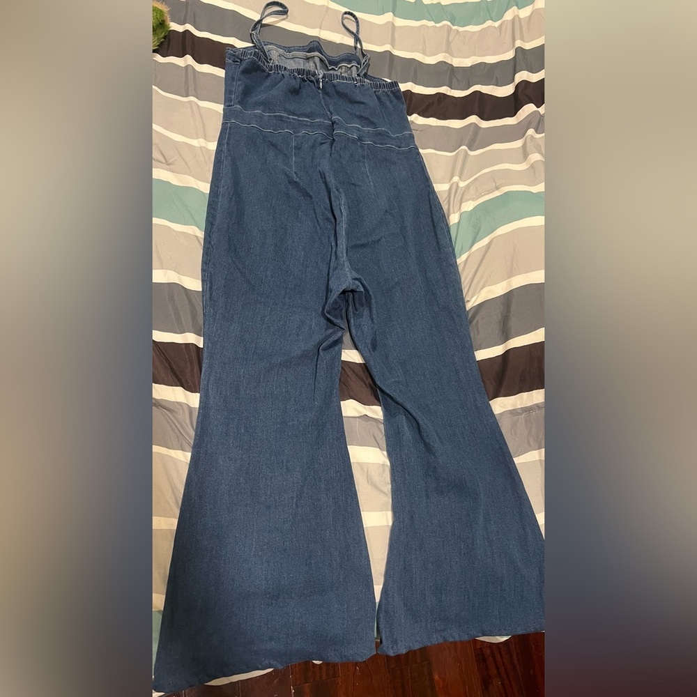 BIG SALE(3 for $40)- Elegant Blue Denim Jumpsuit - Picture 3 of 4
